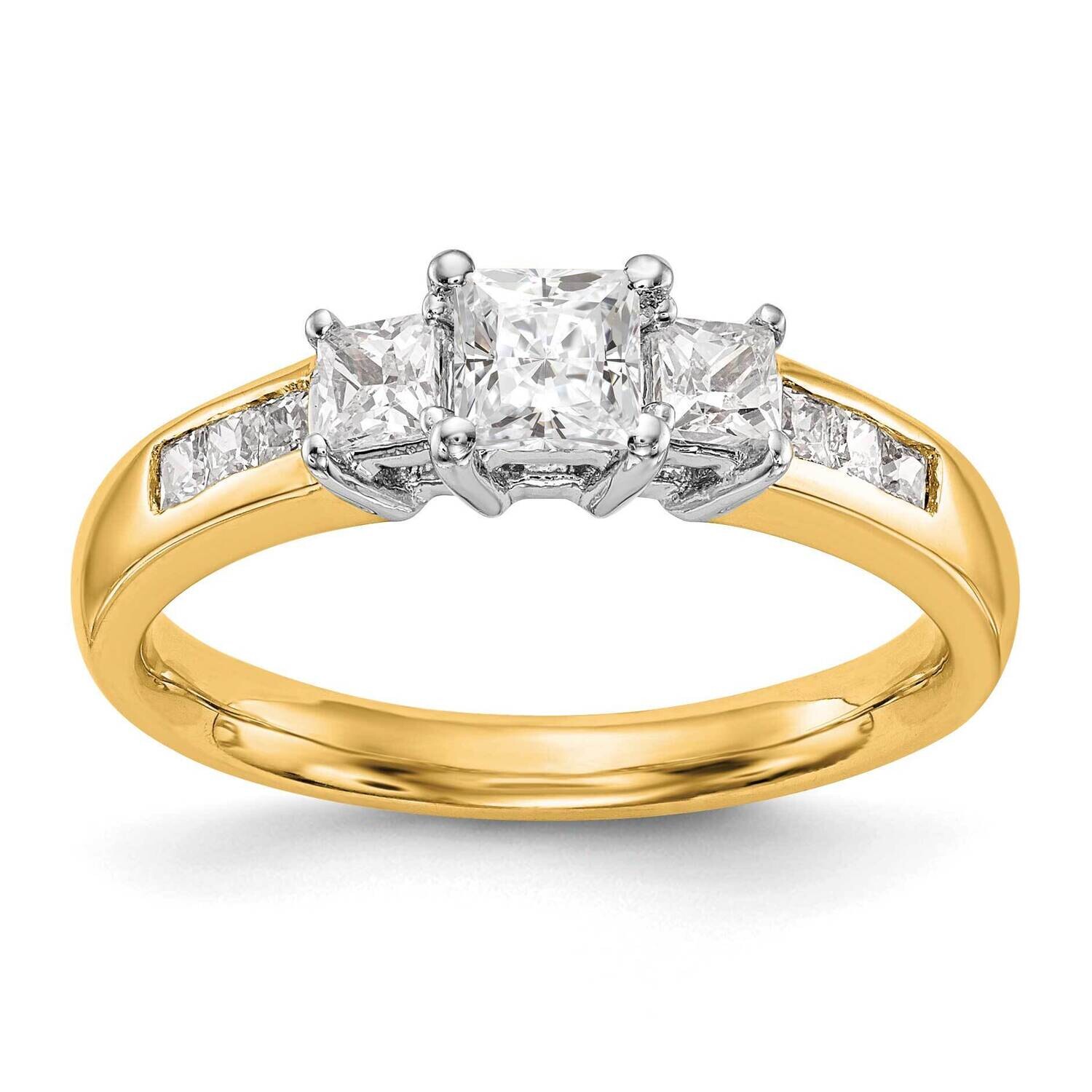 3-Stone Plus Holds 1 Carat 6.5mm Princess Center 2-3.8mm Princess Sides Diamond Semi-Mount Engageme…