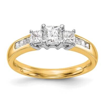 3-Stone Plus Holds 1 Carat 6.5mm Princess Center 2-3.8mm Princess Sides Diamond Semi-Mount Engageme…