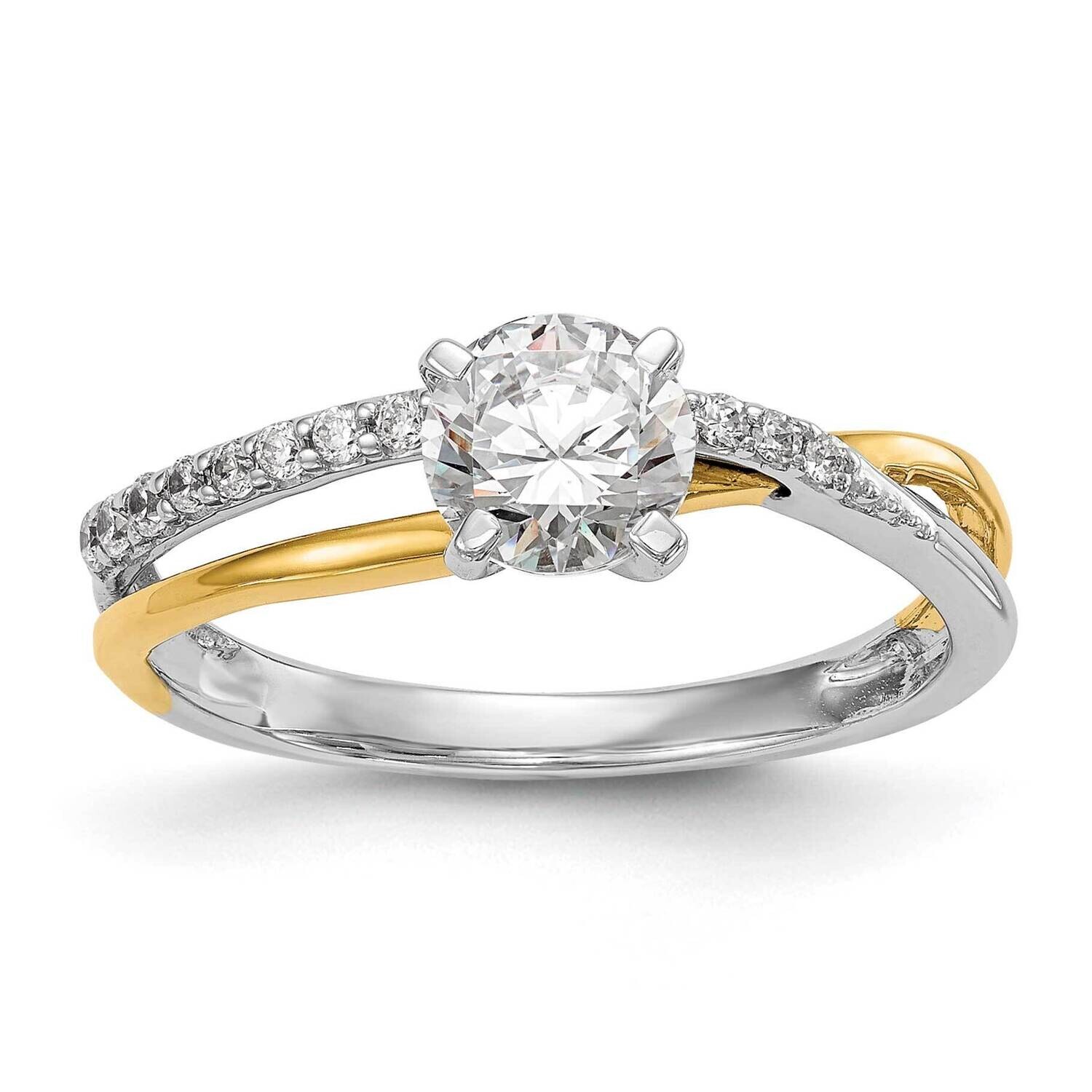 By-Pass Peg Set 1/8 Carat Diamond Semi-Mount Engagement Ring 14k Two-Tone Gold RM2457E-013-YWAA
