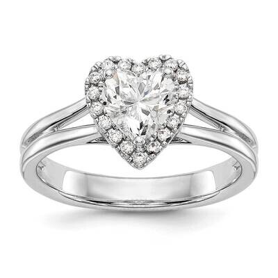 Halo Holds 1 Carat 6.6mm Heart Center 1/8 Carat Diamond Semi-Mount Split Shank Engagement Ring 14k …