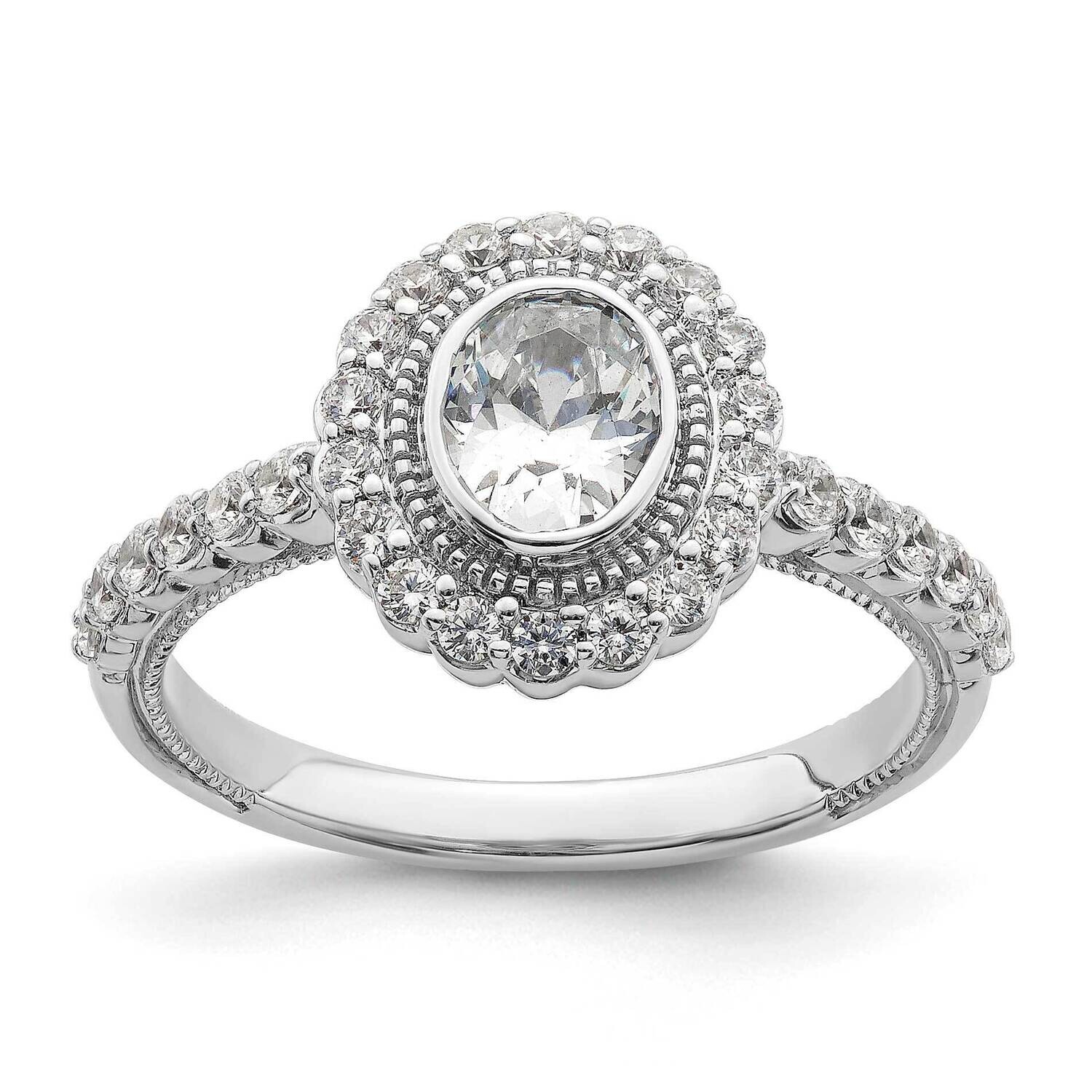 Halo Plus Holds 1/2 Carat 6.0X4.5mm Oval Center Bezel 1/2 Carat Diamond Semi-Mount Engagement Ring …