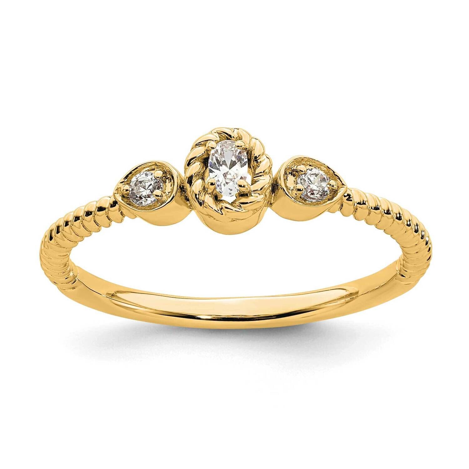 Roped BPetite 3-Stone 1/15 Carat Oval Diamond Complete Promise/Engagement Ring 14k Gold RM7792E-010…