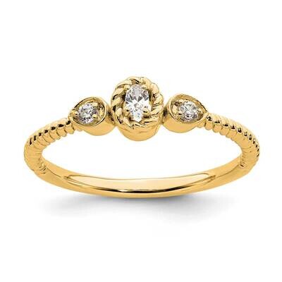 Roped BPetite 3-Stone 1/15 Carat Oval Diamond Complete Promise/Engagement Ring 14k Gold RM7792E-010…