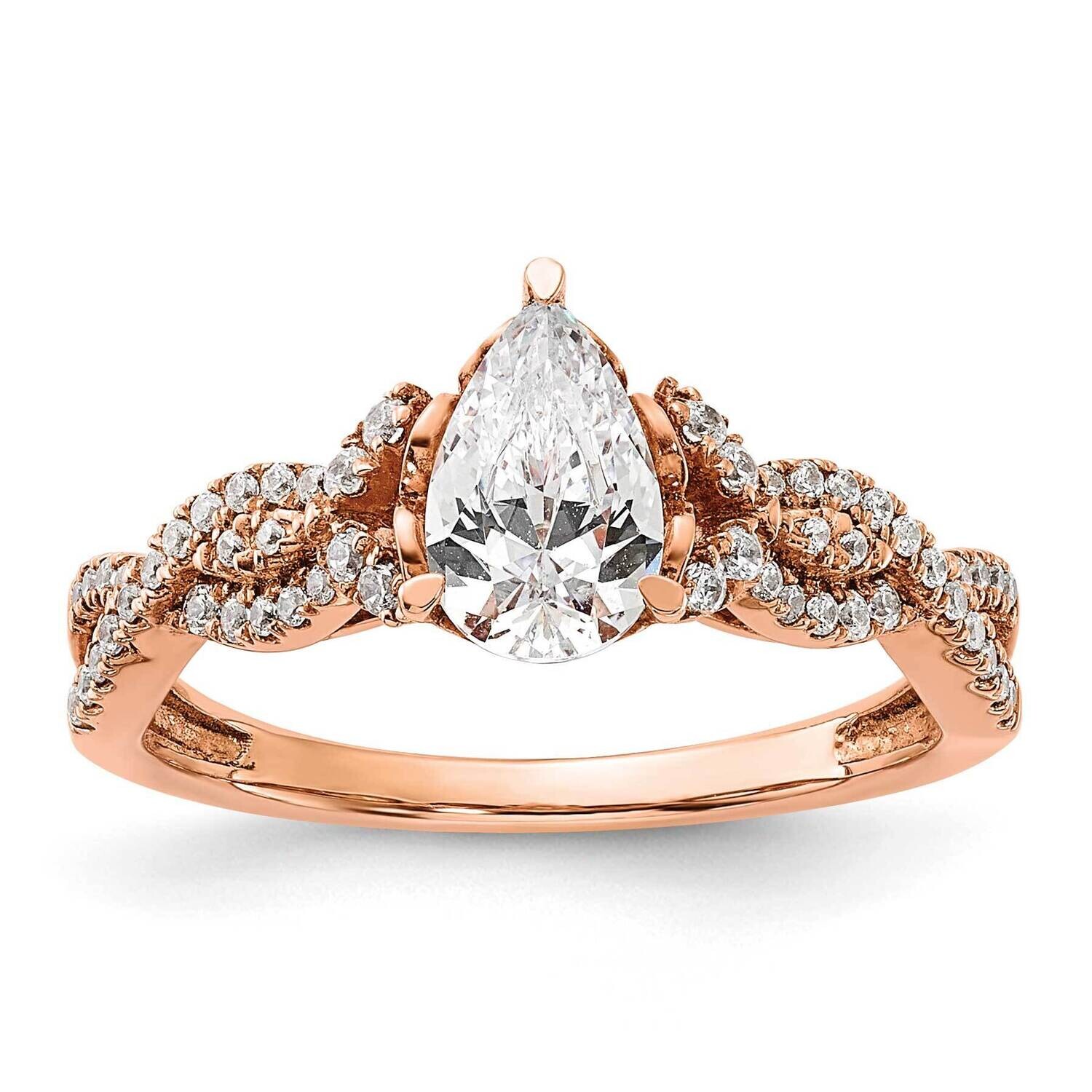 Criss-Cross Holds 1 Carat 8.00X6.1mm Pear Center 1/5 Carat Diamond Semi-Mount Engagement Ring 14k R…