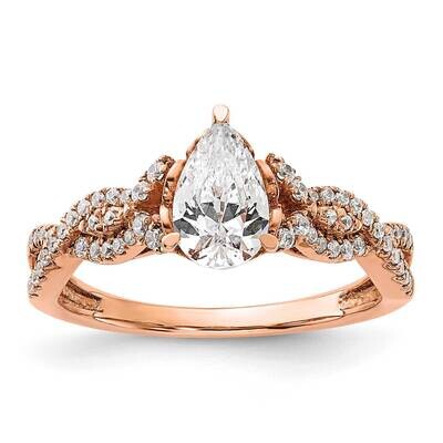 Criss-Cross Holds 1 Carat 8.00X6.1mm Pear Center 1/5 Carat Diamond Semi-Mount Engagement Ring 14k R…