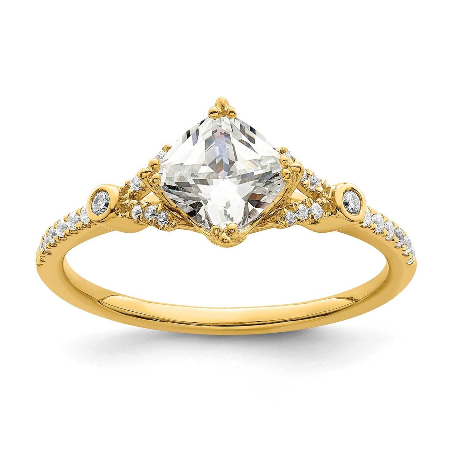 Holds 1 Carat 6.00mm Cushion Center 1/8 Carat Diamond Semi-Mount Engagement Ring 14k Gold RM7836E-1…
