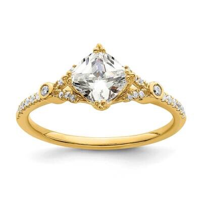 Holds 1 Carat 6.00mm Cushion Center 1/8 Carat Diamond Semi-Mount Engagement Ring 14k Gold RM7836E-1…