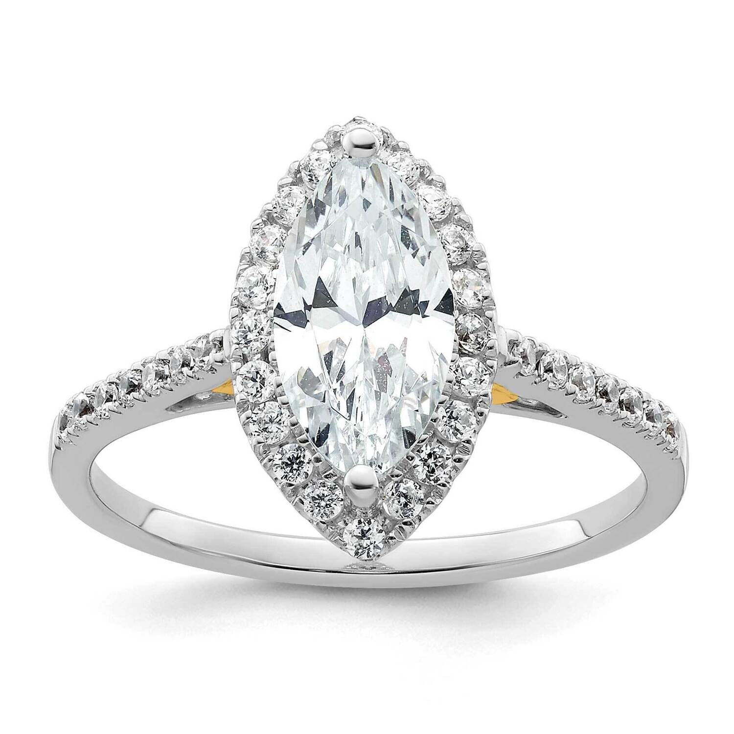 Halo Holds 1.25 Carat 11X5.5mm Marquise Center 1/3 Carat Diamond Semi-Mount Engagement Ring 14k Two-Tone Gold RM2046E-150-YWAA