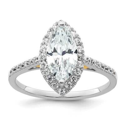 Halo Holds 1.25 Carat 11X5.5mm Marquise Center 1/3 Carat Diamond Semi-Mount Engagement Ring 14k Two…