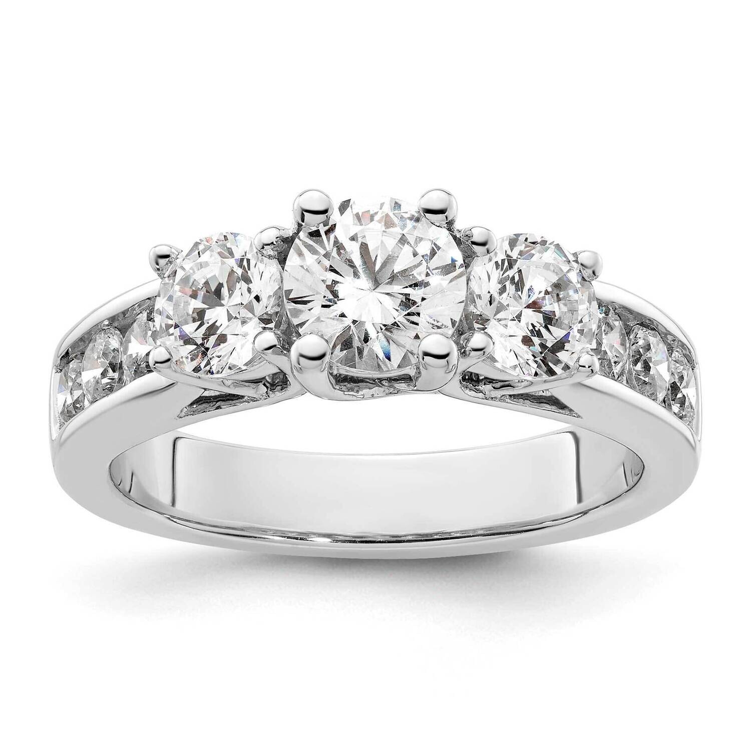 3-Stone Plus Holds 3/4 5.8mm Round Center 2-4.8mm Round Sides Diamond Semi-Mount Engagement Ring 14…
