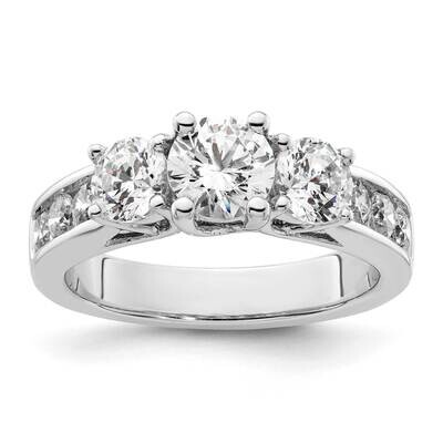 3-Stone Plus Holds 3/4 5.8mm Round Center 2-4.8mm Round Sides Diamond Semi-Mount Engagement Ring 14…