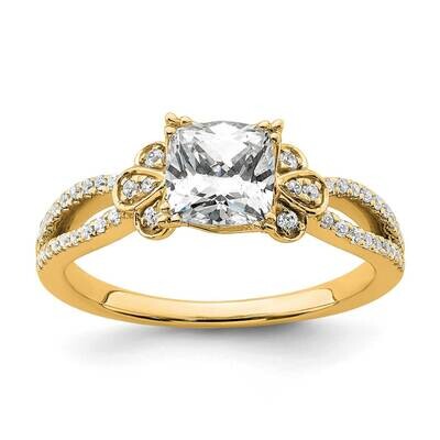 Split Shank Holds 1 Carat 6.00mm Cushion Center 1/6 Carat Diamond Semi-Mount Engagement Ring 14k Go…