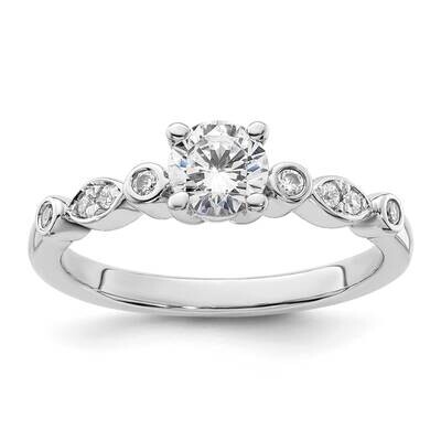 Holds 1/2 Carat 5.2mm Round Center 1/10 Carat Diamond Semi-Mount Engagement Ring 14k White Gold RM2…