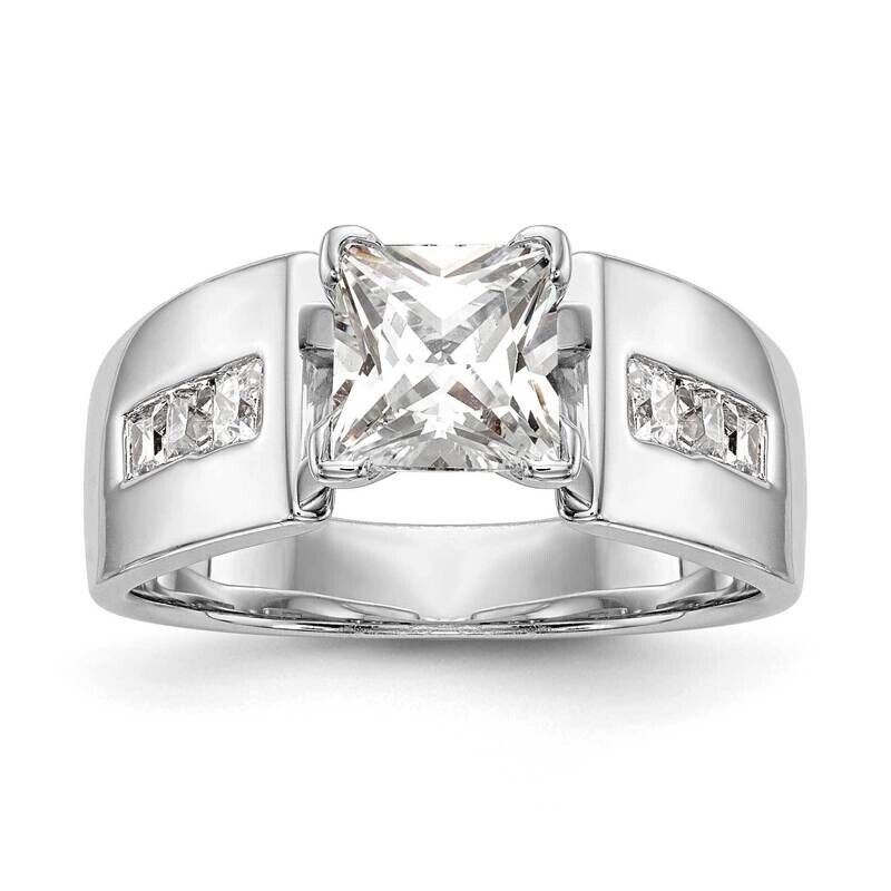 Peg Set 3/8 Carat Channel-Set Princess Diamond Semi-Mount Engagement Ring 14k White Gold RM2945E-03…