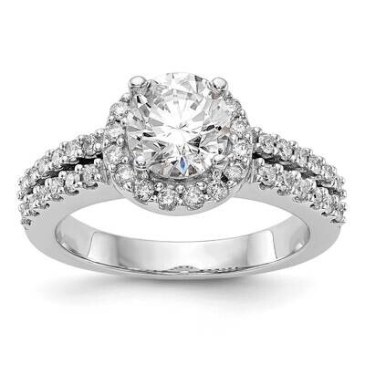 Halo Plus Holds 1 Carat 6.5mm Round Center 1/2 Carat Diamond Semi-Mount Engagement Ring 14k White G…