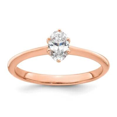 Holds 1/2 Carat 6X4mm Oval 6-Prong .01 Carat Diamond Leaf Design Semi-Mount Engagement Ring 14k Ros…