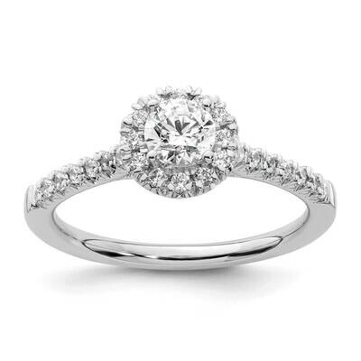 Halo Holds 3/8 Carat 4.6mm Round Center 1/4 Carat Diamond Semi-Mount Engagement Ring 14k White Gold…