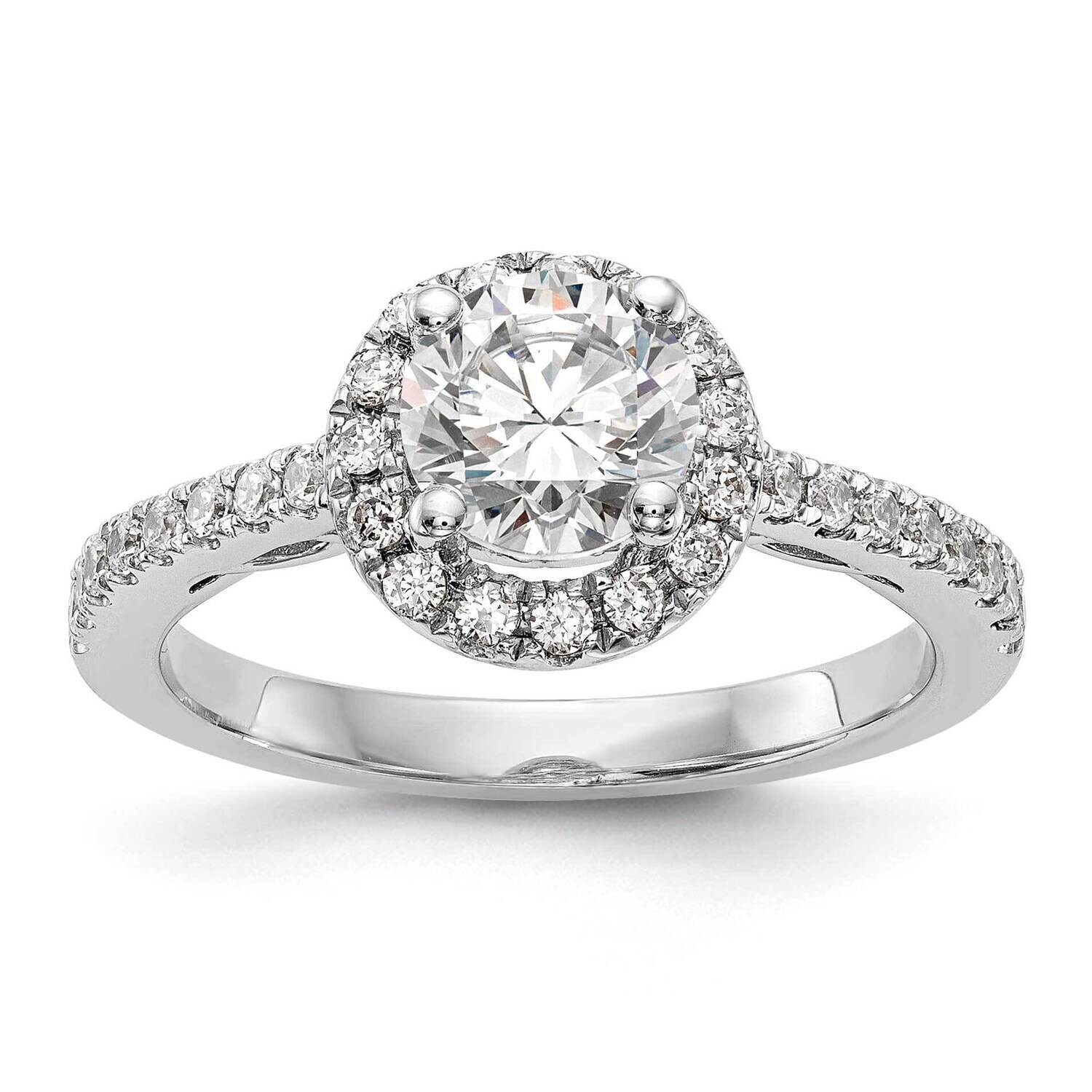 Halo Plus Holds 1 Carat 6.5mm Round Center 1/2 Carat Diamond Semi-Mount Engagement Ring 14k White G…