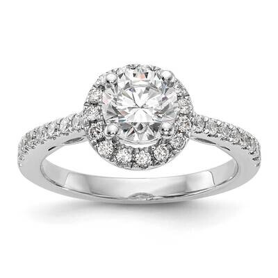 Halo Plus Holds 1 Carat 6.5mm Round Center 1/2 Carat Diamond Semi-Mount Engagement Ring 14k White G…