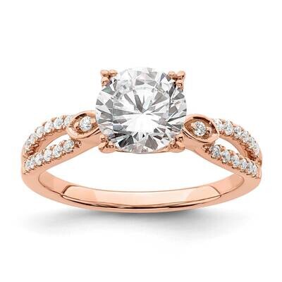 2-Row Holds 1.5 Carat 7.5mm Round Center 1/6 Carat Diamond Semi-Mount Engagment Ring 14k Rose Gold …