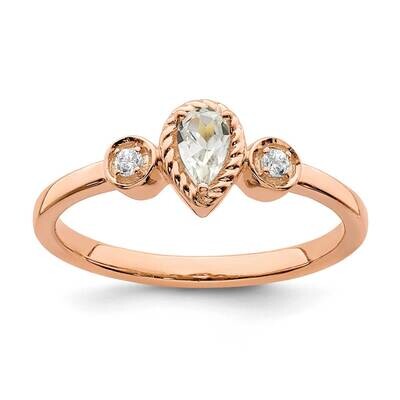 Rope Edge Petite 3-Stone 1/4 Carat Pear Diamond Complete Promise/Engagement Ring 14k Rose Gold RM77…