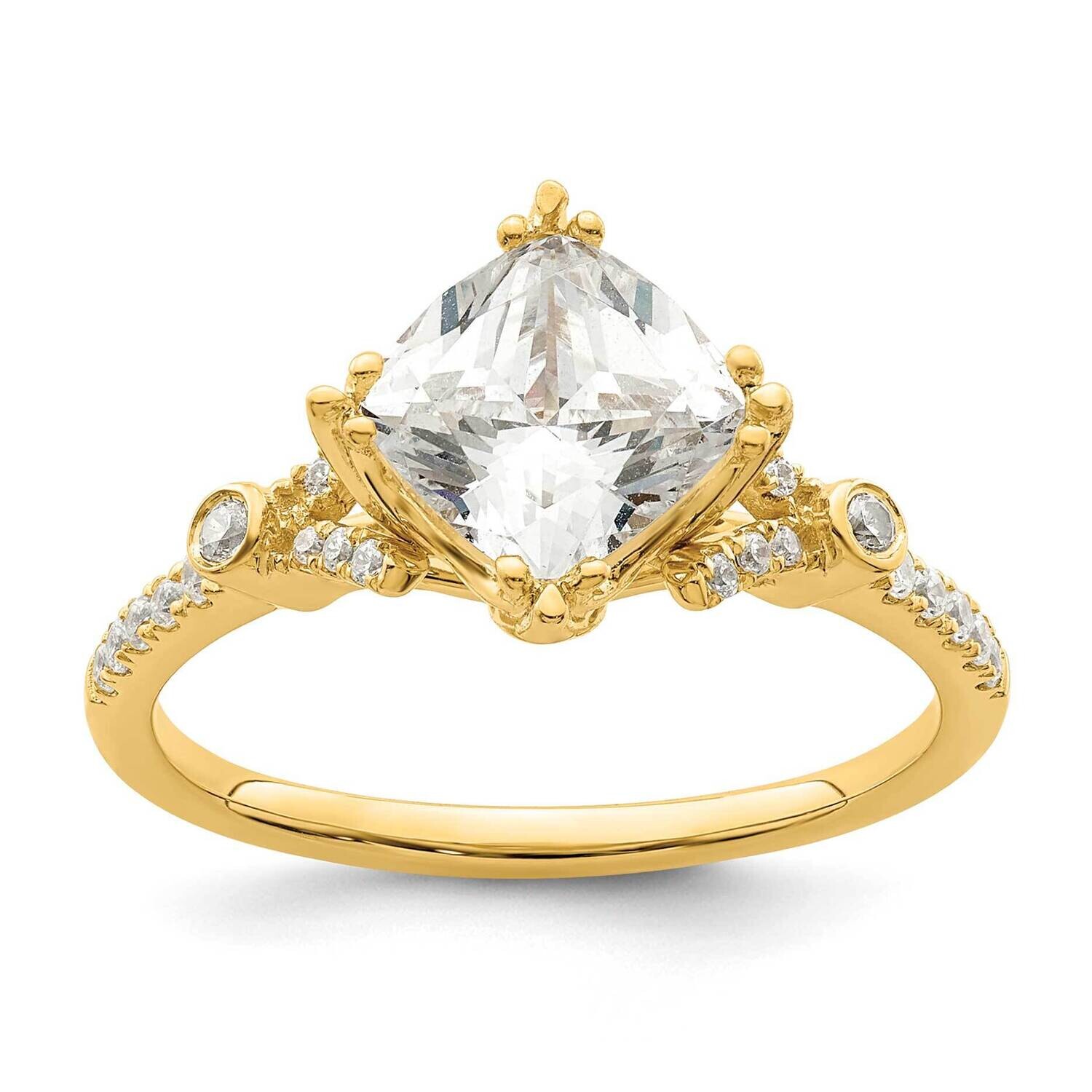 Holds 1.5 Carat 7.00mm Cushion Center 1/6 Carat Diamond Semi-Mount Engagement Ring 14k Gold RM7836E…