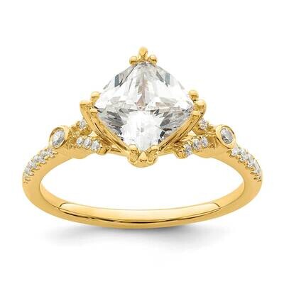 Holds 1.5 Carat 7.00mm Cushion Center 1/6 Carat Diamond Semi-Mount Engagement Ring 14k Gold RM7836E…