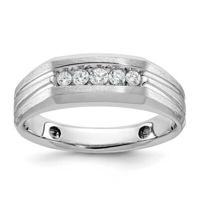 Ibgoodman Men&#39;s Polished Satin Grooved 5-Stone Ring Mounting 14k White Gold B58455-4W by IBGoodman,…