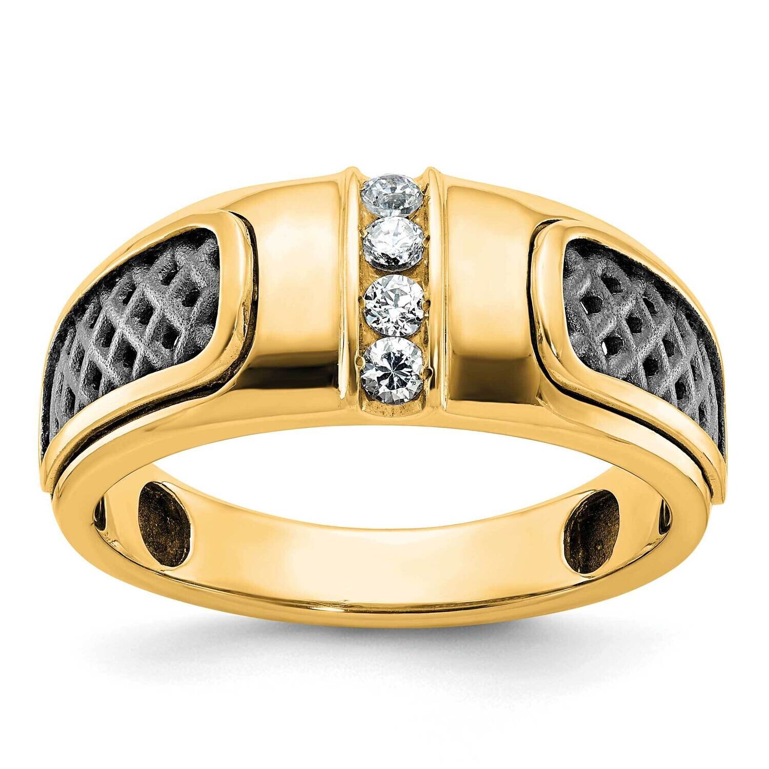 Ibgoodman Men&#39;s Black Rhodium Diamond Complete Ring 10k Gold B63978-0YA