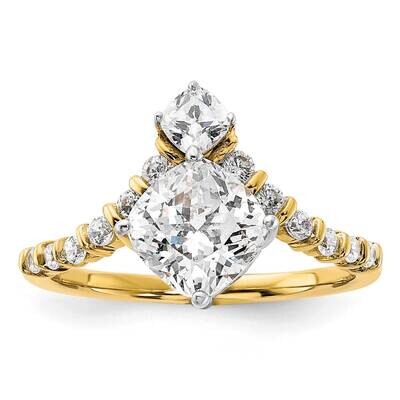 Asymmetric Holds 1.5 Carat 7.00X6.9mm Cushion Center 5/8 Carat Diamond Semi-Mount Engagement Ring 1…