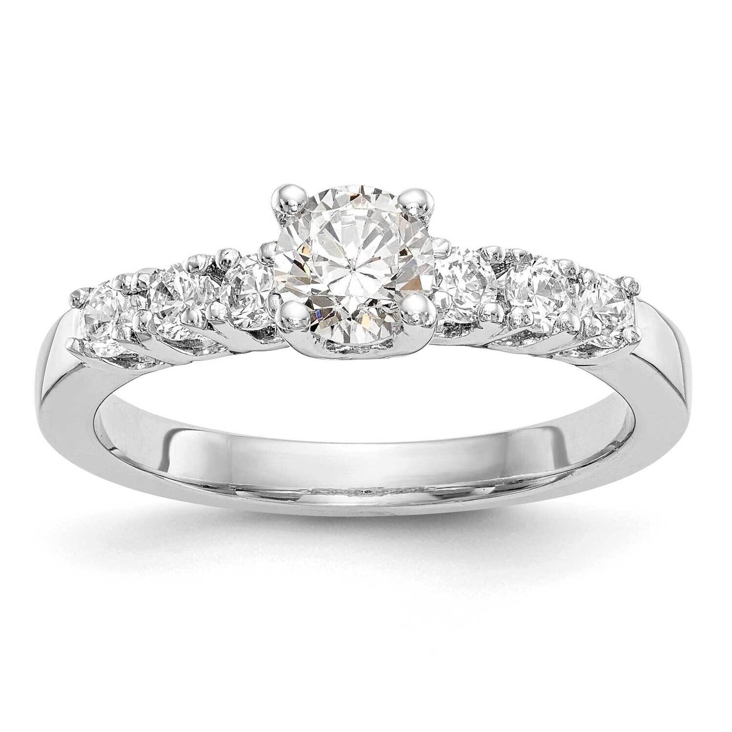 Holds 1/2 Carat 5.00mm Round Center 3/8 Carat Diamond Semi-Mount Engagement Ring 14k White Gold RM2…