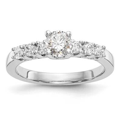 Holds 1/2 Carat 5.00mm Round Center 3/8 Carat Diamond Semi-Mount Engagement Ring 14k White Gold RM2…