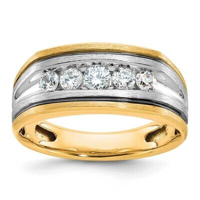 Ibgoodman Men&#39;s Polished Satin Grooved 5-Stone Ring Mounting 10k Two-Tone Gold B63388-0YW by IBGood…