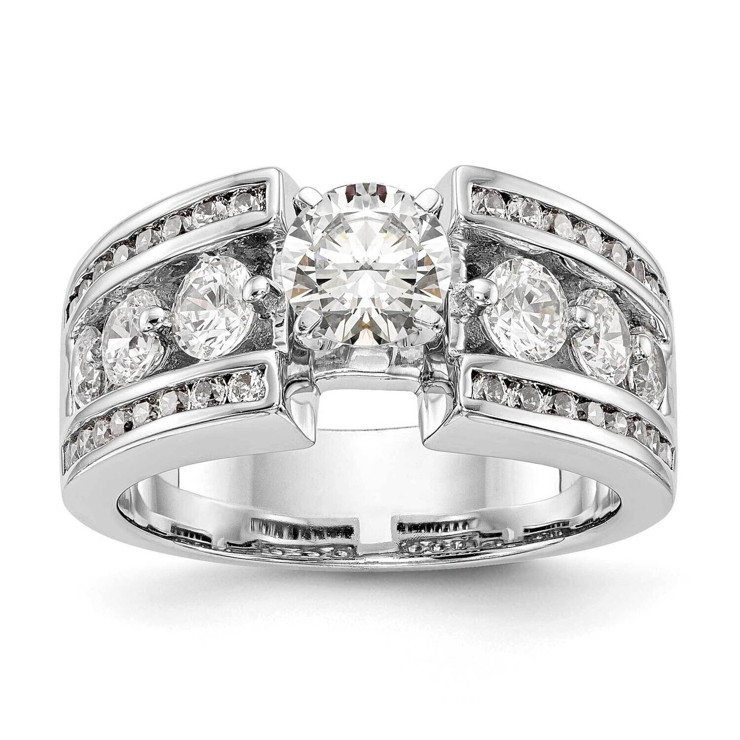 Peg Set 1.3 Carat Channel-Set Diamond Semi-Mount Engagement Ring 14k White Gold RM2909E-130-WAA, MP…