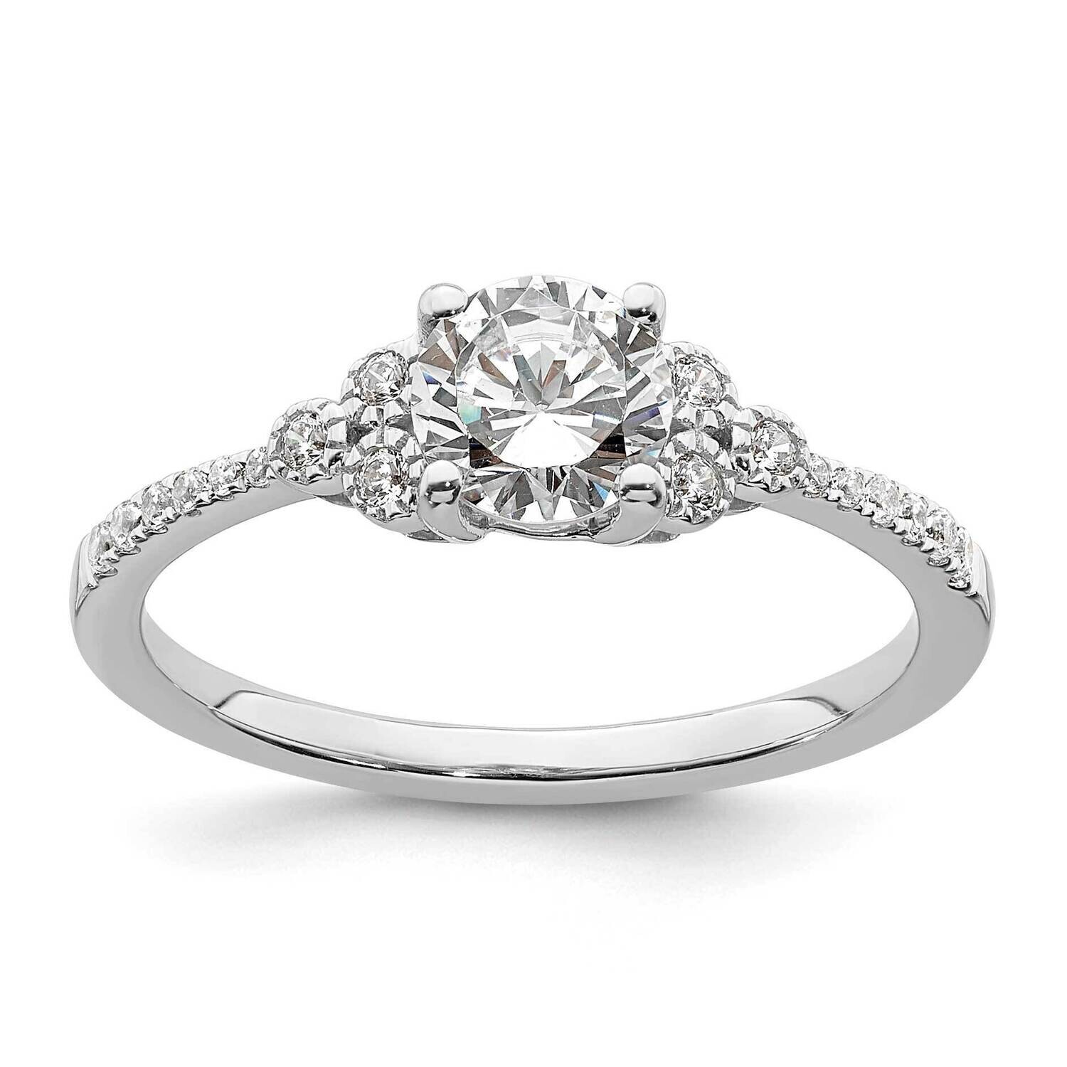 Holds 3/4 Carat 5.8mm Round Center 1/8 Carat Diamond Semi-Mount Engagement Ring 14k White Gold RM78…