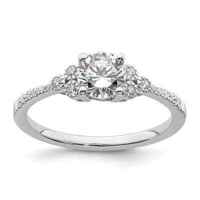 Holds 3/4 Carat 5.8mm Round Center 1/8 Carat Diamond Semi-Mount Engagement Ring 14k White Gold RM78…