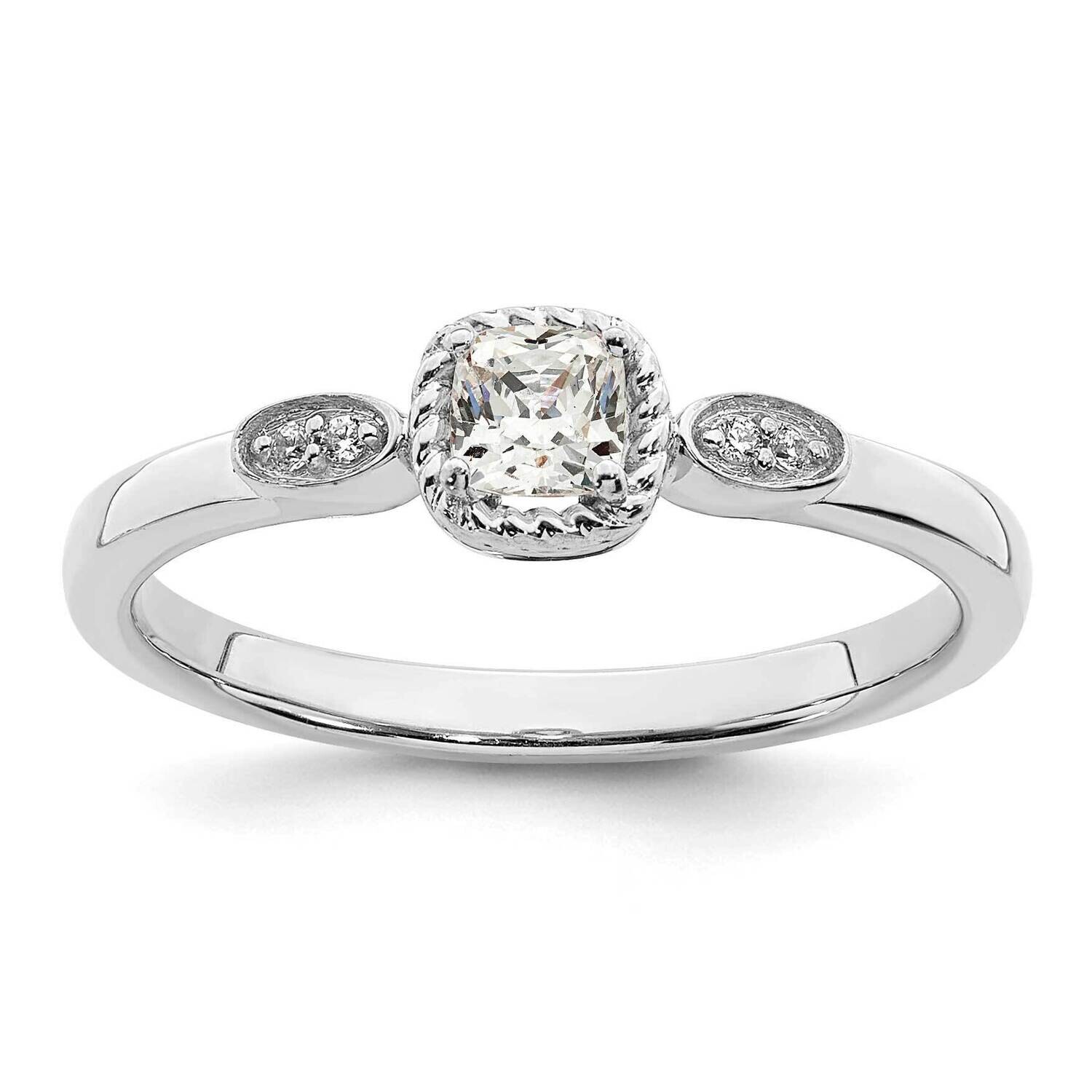 Rope Edge Petite 1/4 Carat Cushion-Cut Diamond Complete Promise/Engagement Ring 14k White Gold RM77…