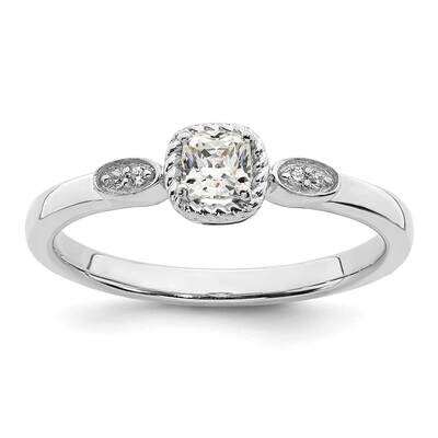 Rope Edge Petite 1/4 Carat Cushion-Cut Diamond Complete Promise/Engagement Ring 14k White Gold RM77…