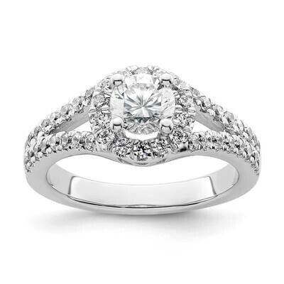 Halo Plus Holds 3/4 Carat 5.8mm Round Center 5/8 Carat Diamond Semi-Mount Engagement Ring 14k White…