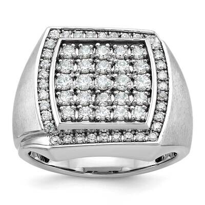 Ibgoodman Men&#39;s Polished Satin 1 1/3 Carat A Quality Diamond Cluster Ring 10k White Gold B59140-0WA…