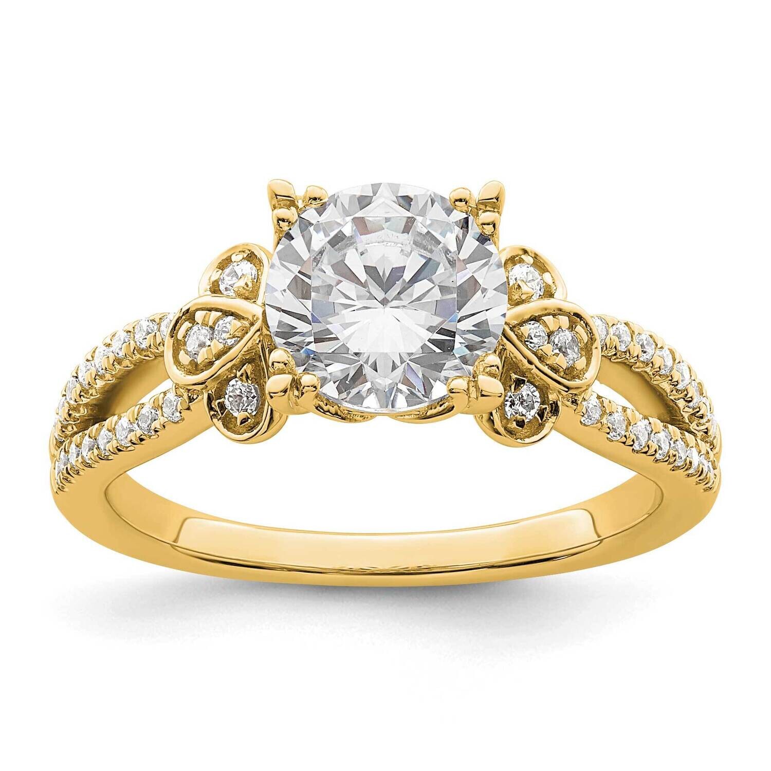 Split Shank Holds 1.5 Carat 7.5mm Round Center 1/4 Carat Diamond Semi-Mount Engagement Ring 14k Gol…