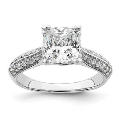 Holds 2 Carat 7.6mm Cushion Center 1/4 Carat Diamond Semi-Mount Engagement Ring 14k White Gold RM78…