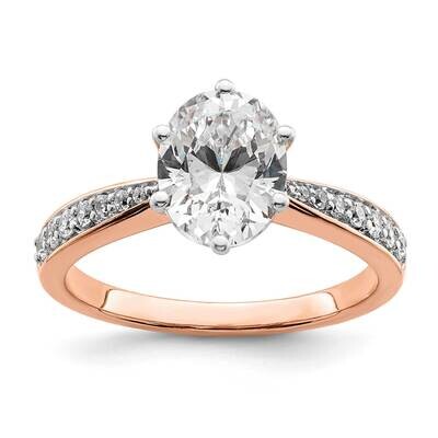 Leaf Design Holds 1.5 Carat 9.2X6.9mm Oval Center 1/5 Carat Diamond Semi-Mount Engagement Ring 14k …