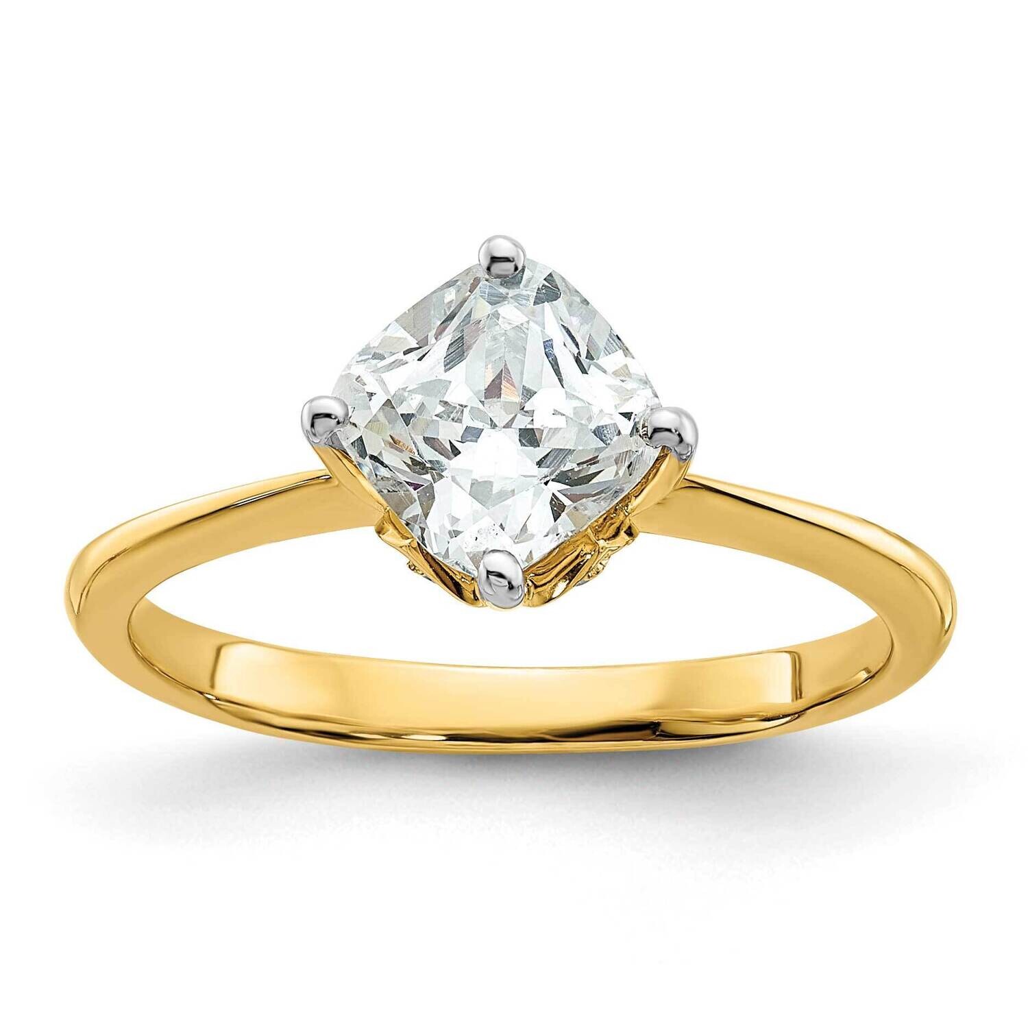 Holds 1.5 Carat 7.00 mm Cushion-Cut 4-Prong 1/20 Carat Diamond Leaf Design Semi-Mount Engagement Ri…