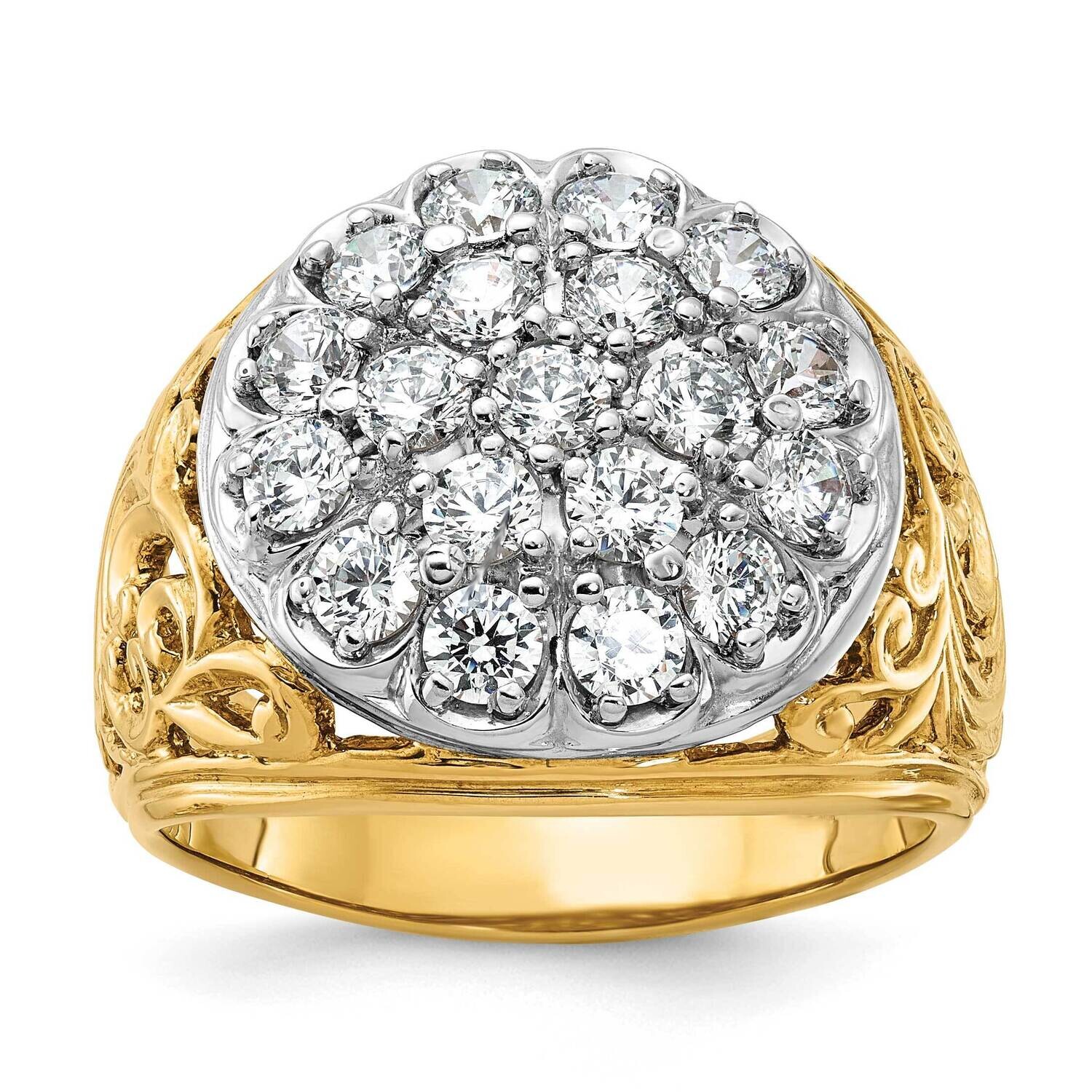 Ibgoodman Men&#39;s Polished Filigree 2 Carat A Quality Diamond Cluster Ring 10k Two-Tone Gold B01539A-…