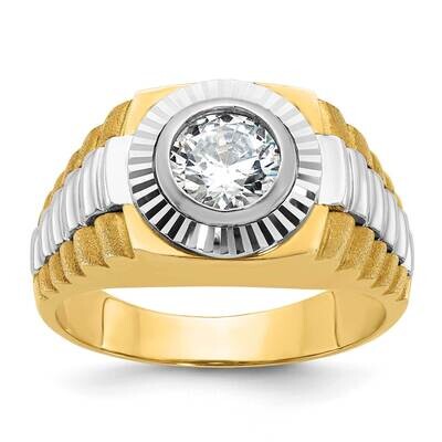 Ibgoodman Men&#39;s Polished Satin Textured Ring Mounting 14k Two-Tone Gold B56871-4YW by IBGoodman, MP…