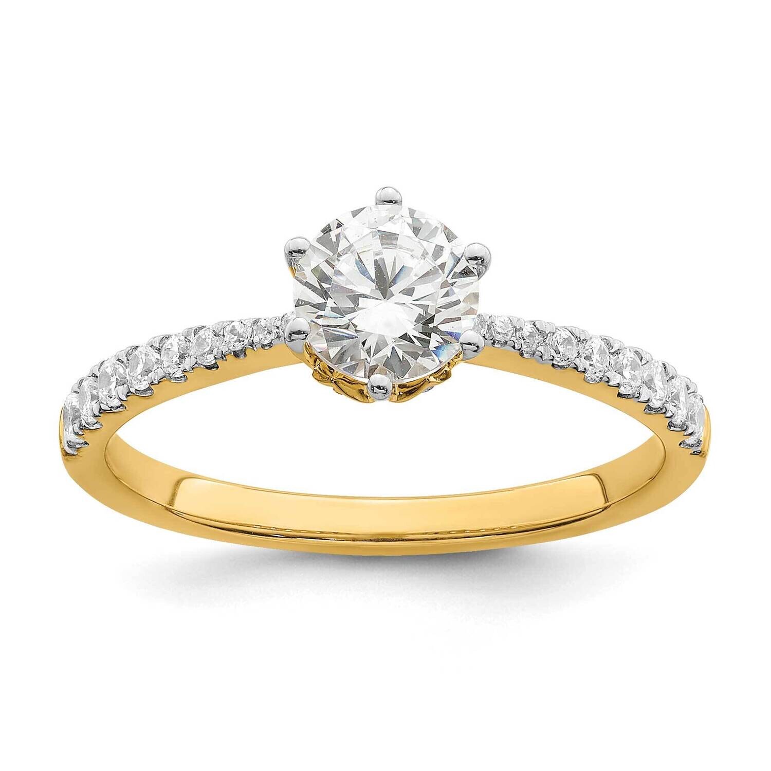 Leaf Design Holds 3/4 Carat 5.8mm Round Center 1/4 Carat Diamond Semi-Mount Engagement Ring 14k Gol…