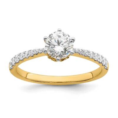 Leaf Design Holds 3/4 Carat 5.8mm Round Center 1/4 Carat Diamond Semi-Mount Engagement Ring 14k Gol…