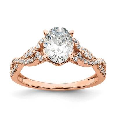 Criss-Cross Holds 1 Carat 8.00X6.1mm Oval Center 1/5 Carat Diamond Semi-Mount Engagement Ring 14k R…