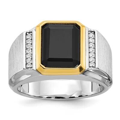 Ibgoodman Men&#39;s Polished Satin Onyx Diamond Ring Mounting 14k Two-Tone Gold B52162-4WY by IBGoodman…